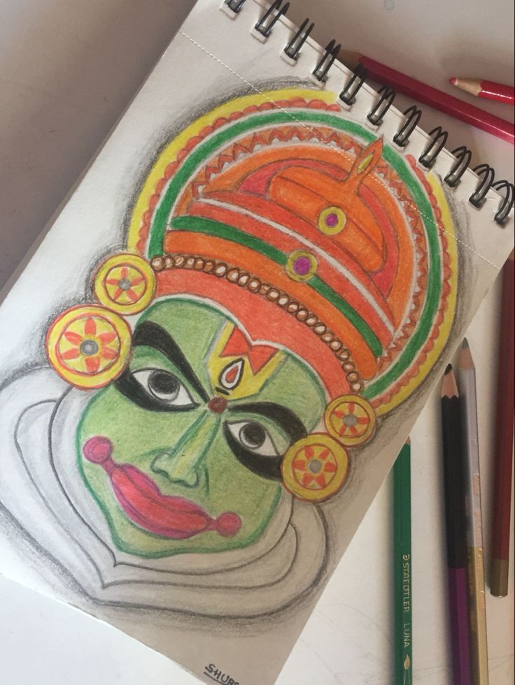 drawing kathakali face