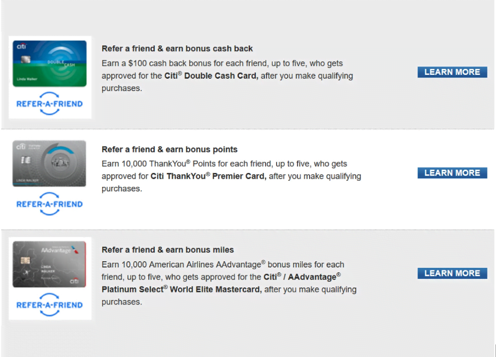 citibank credit card referral