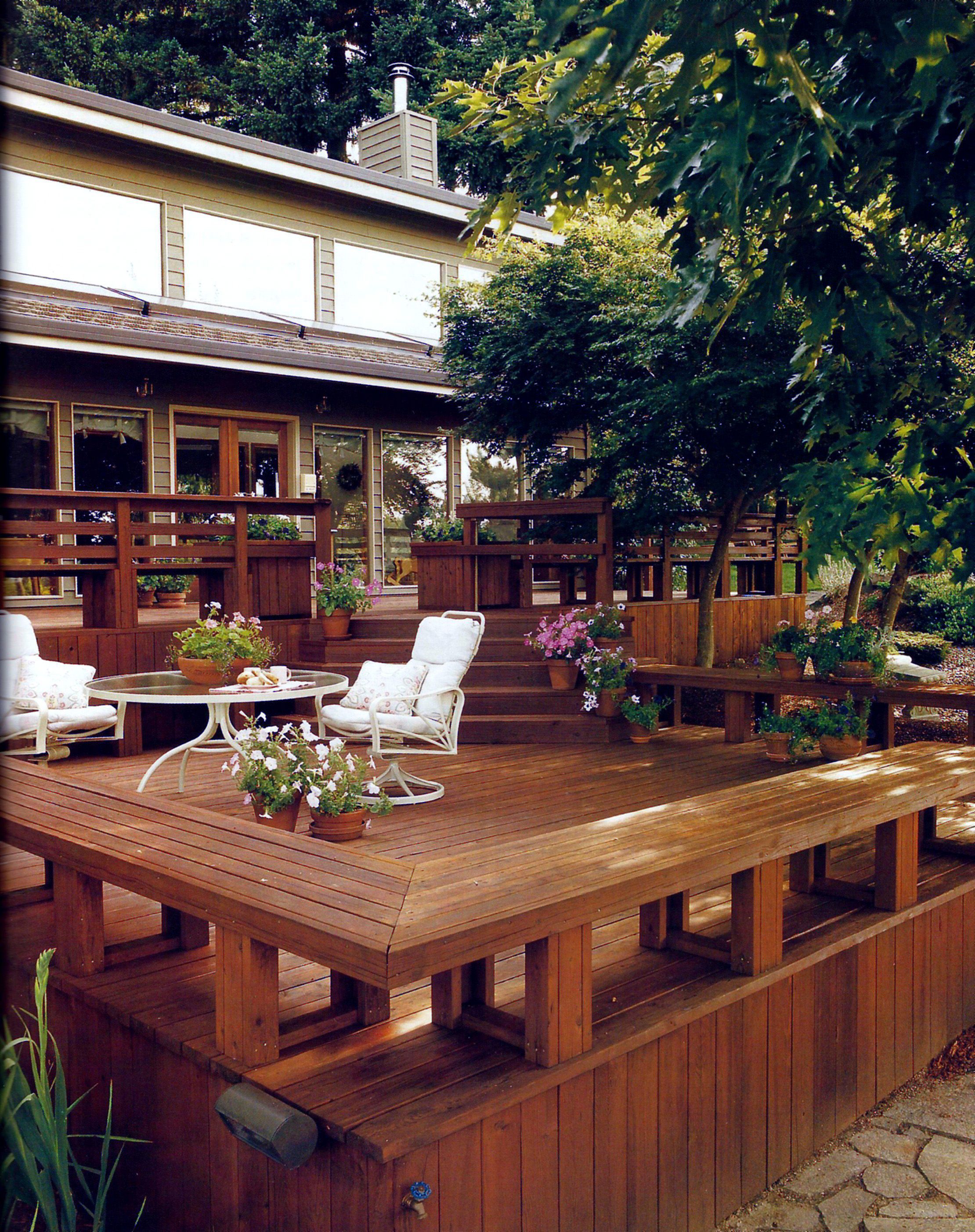 decks with benches instead of railings