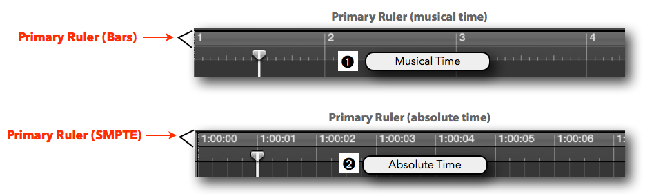 logic pro show time instead of bars