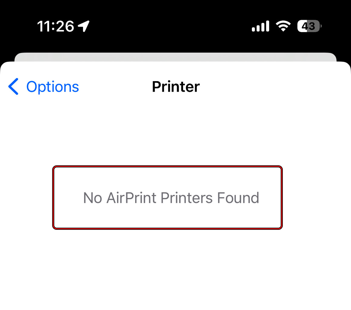 no airprint printers found