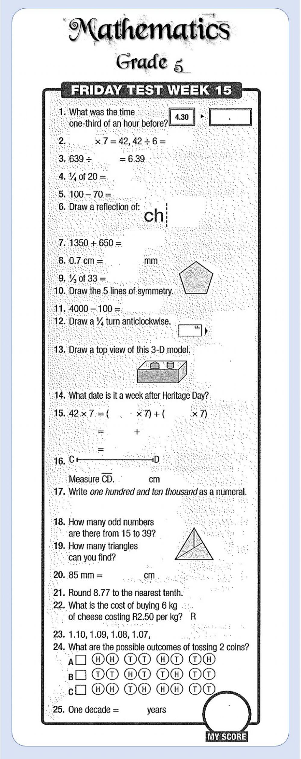 mental math worksheets grade 5