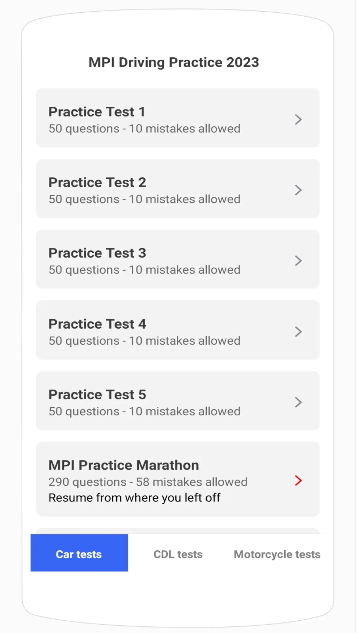 mpi motorcycle practice test