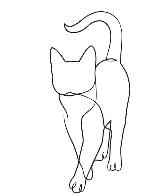 cat continuous line drawing