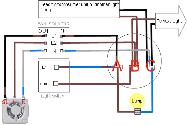 how to wire an extractor fan to light switch