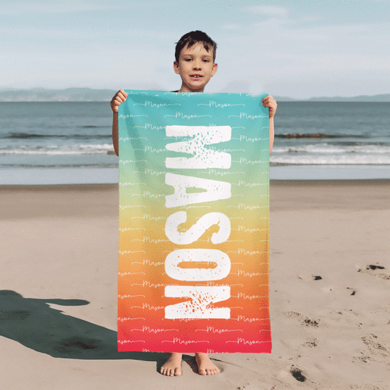 personalised kids beach towel