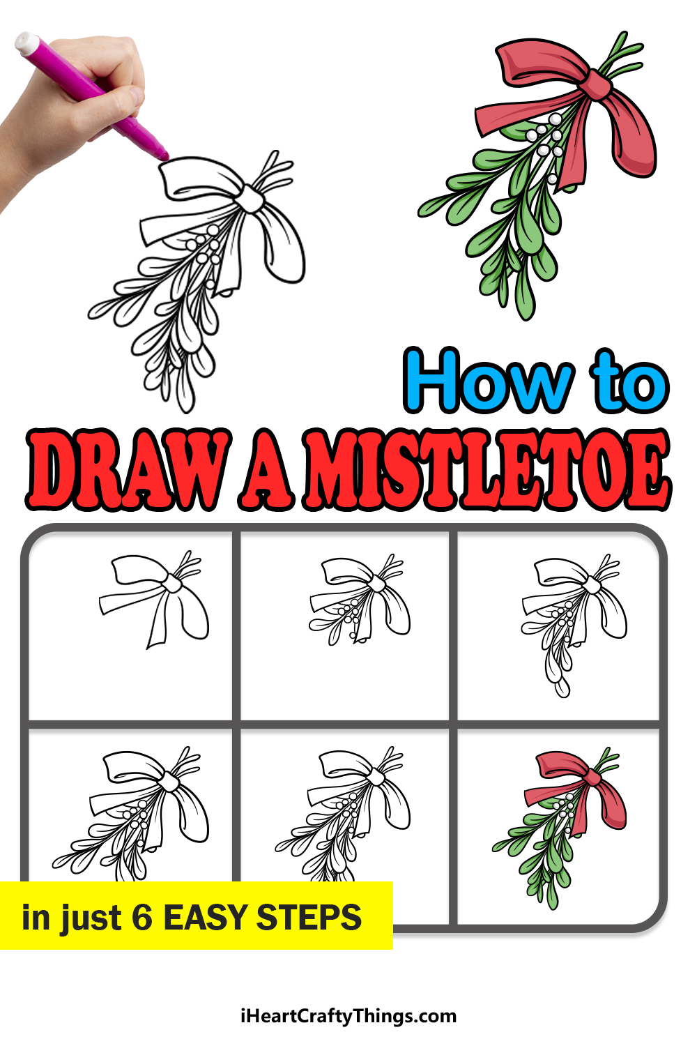 how to draw mistletoe step by step