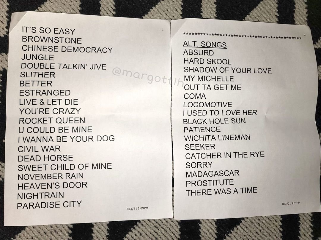 gun setlist