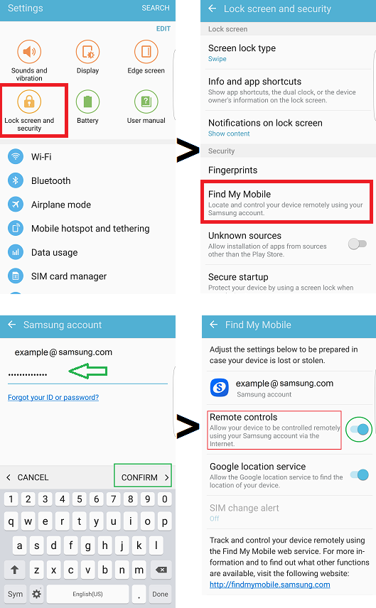 samsung account settings