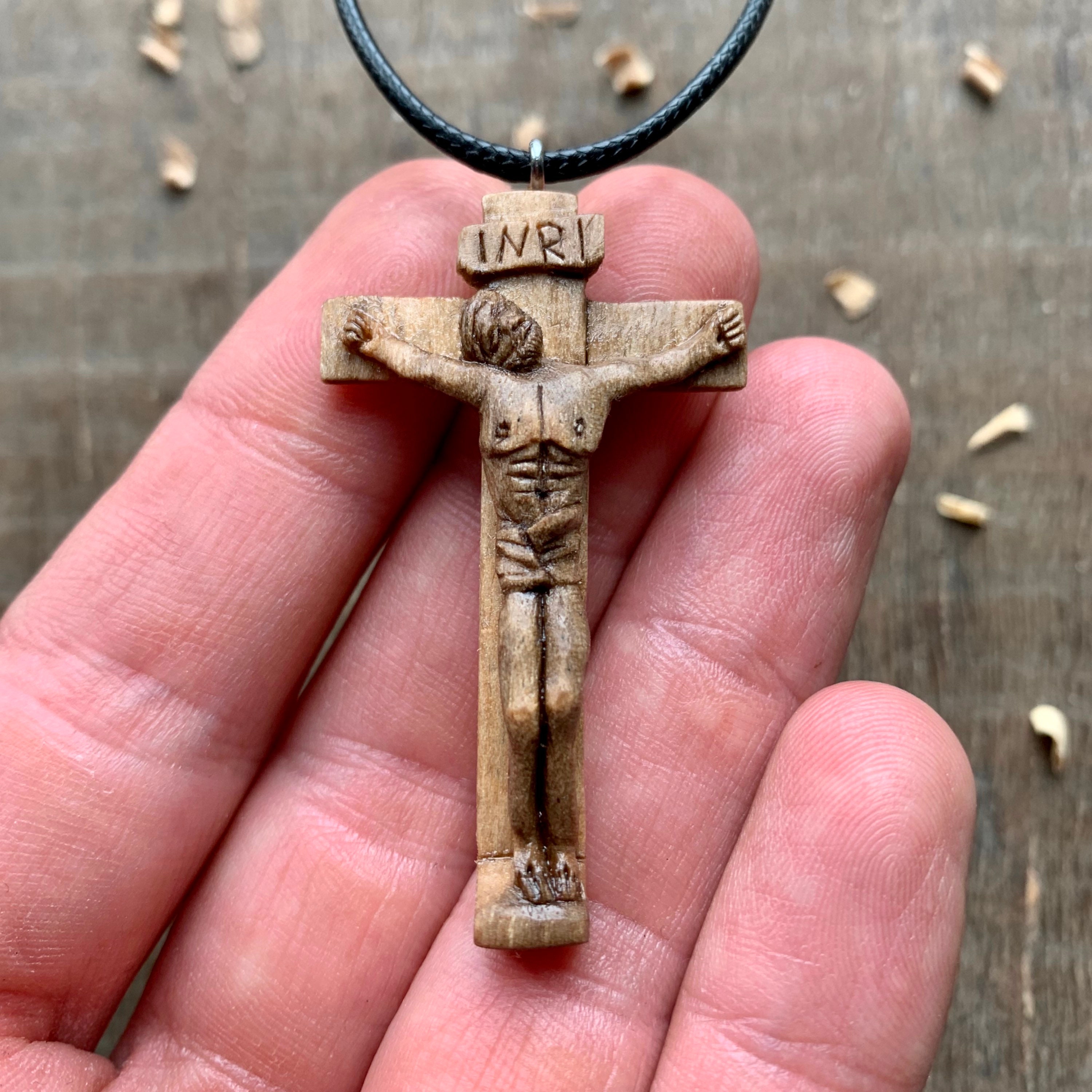 crucifix necklace wood