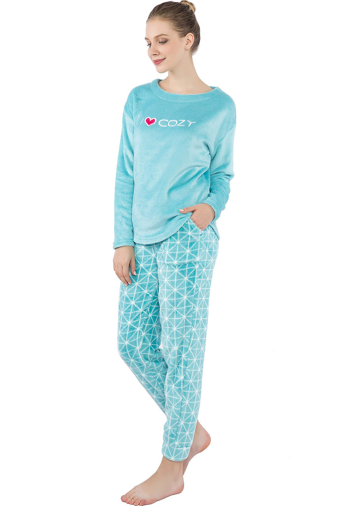 fleece pajama set womens