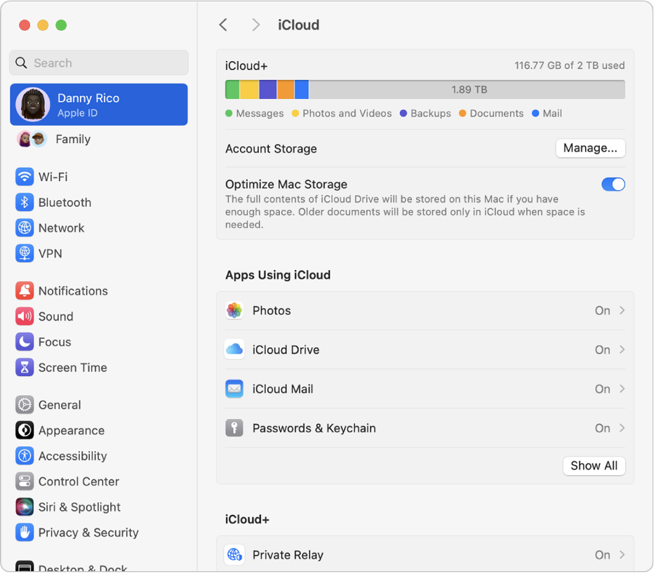 icloud account settings