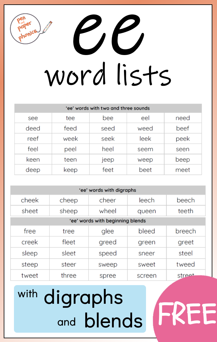 5 letter words with ee in the middle