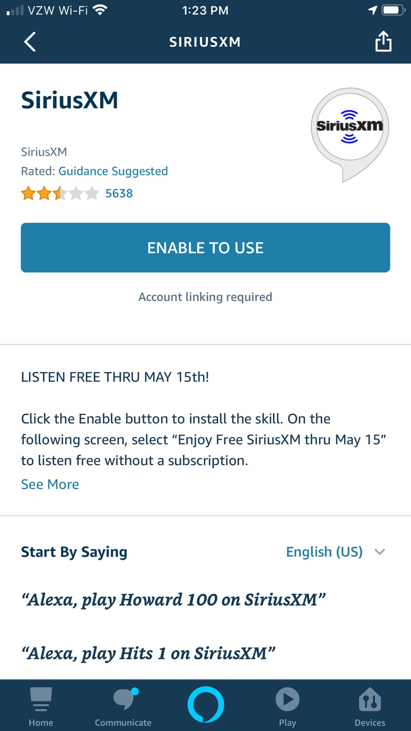 how to play siriusxm on alexa