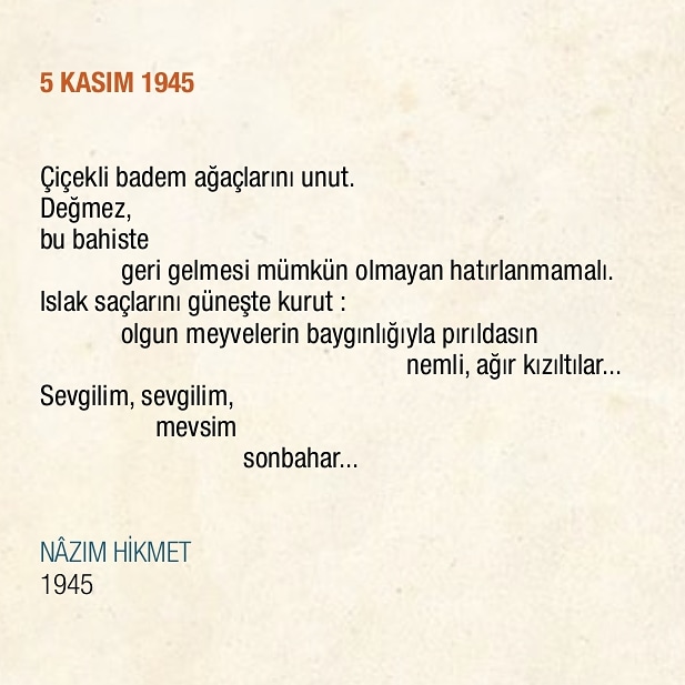 nazım hikmet mevsim sonbahar