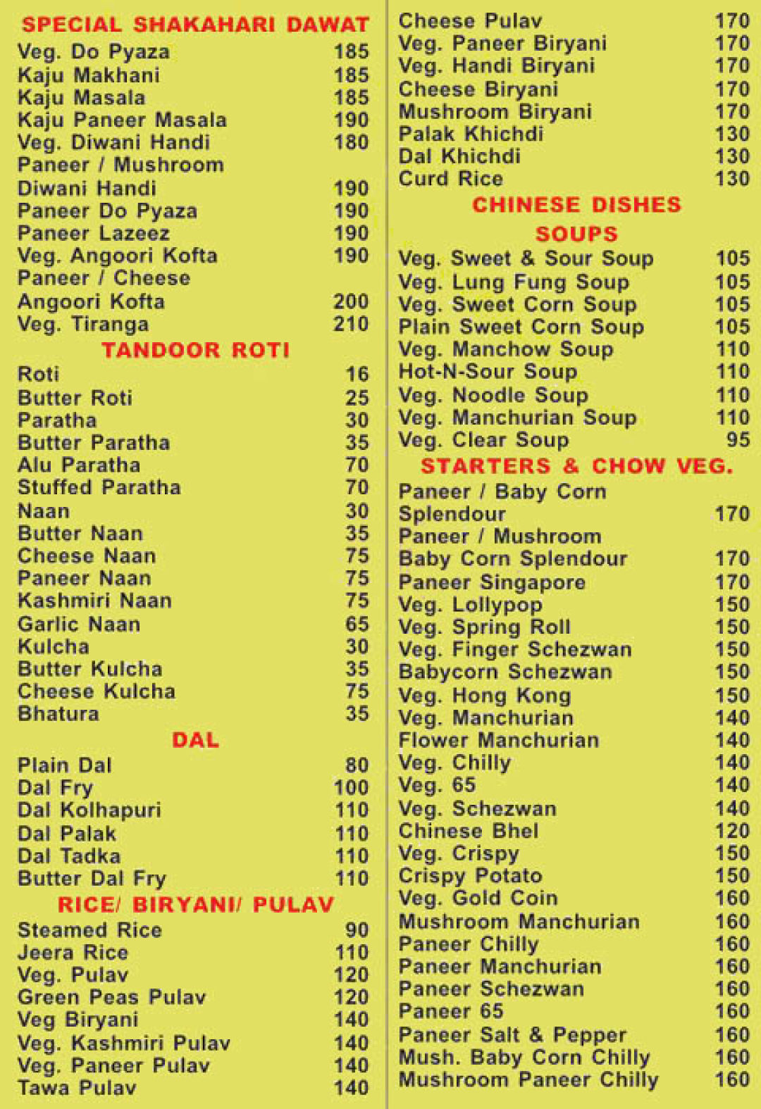 campus veg treat menu