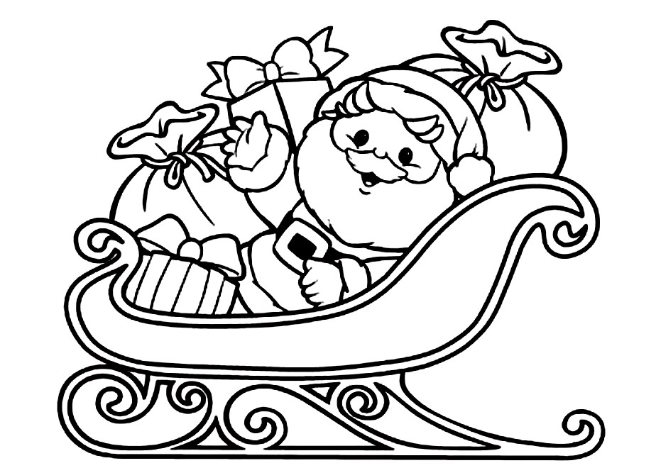 santa in sleigh coloring page