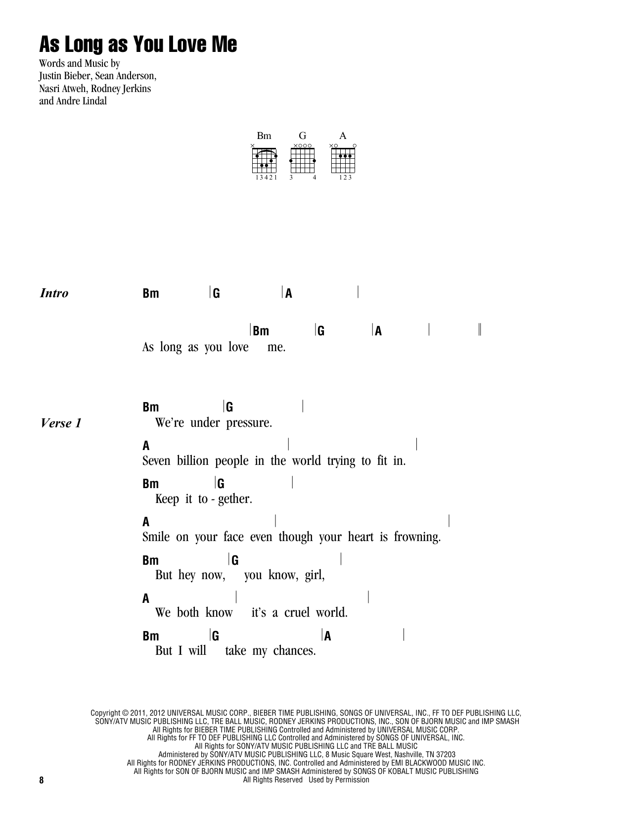 justin bieber as long as you love me chords