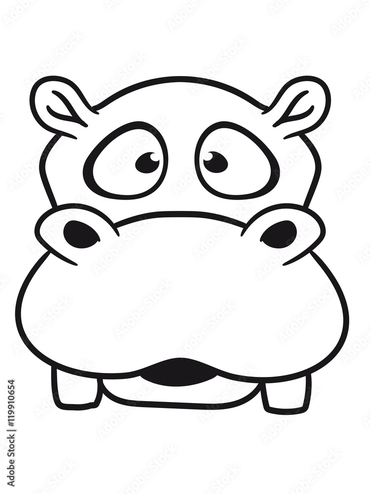 hippo head drawing