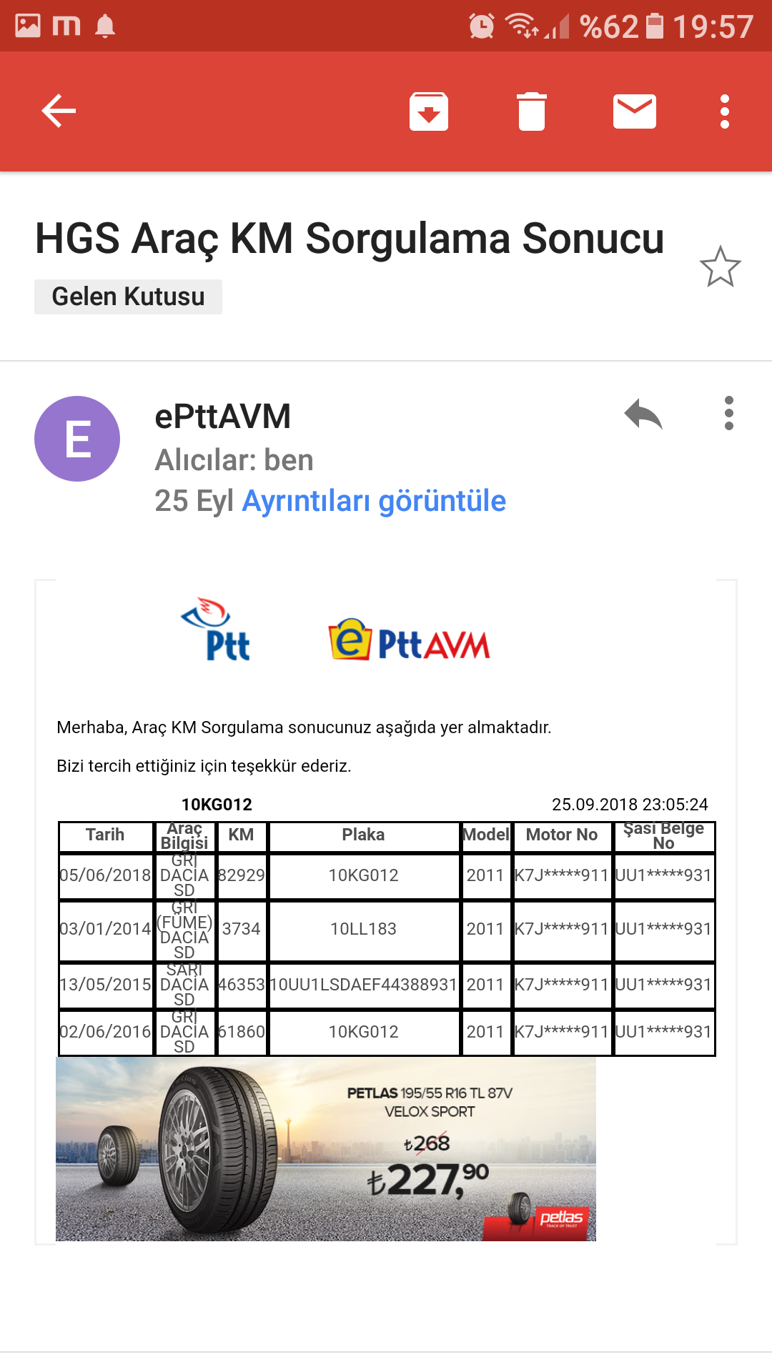 hgs km sorgulama