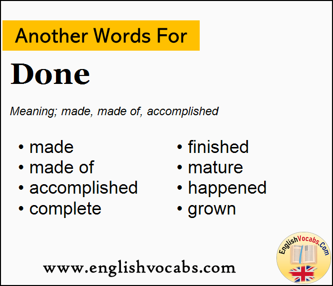 another word for done or completed