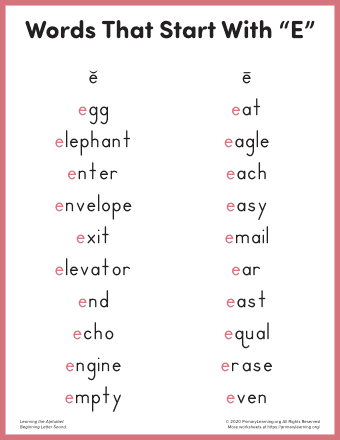e letter words