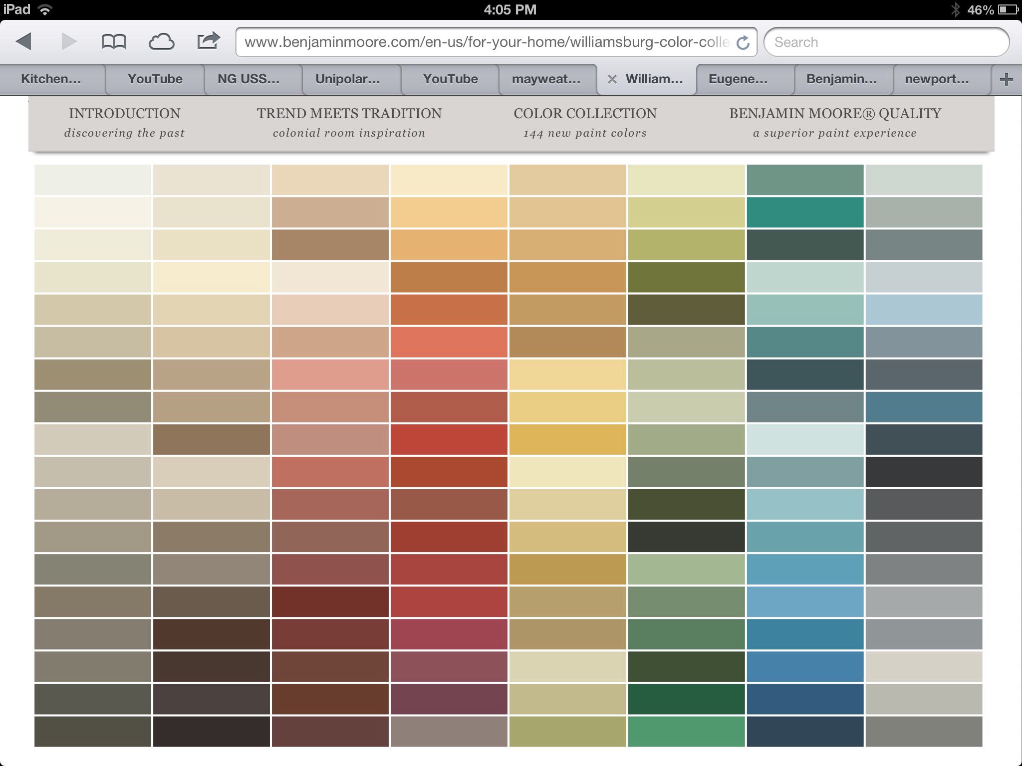 benjamin moore paint colors chart