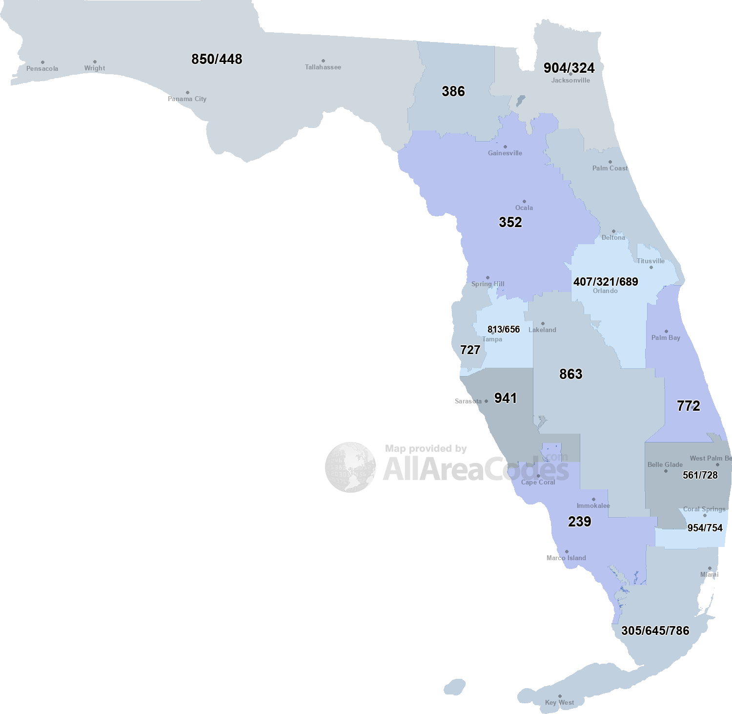 where is area code 727 located in usa