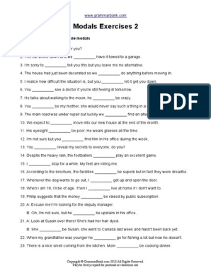 modals test worksheets pdf