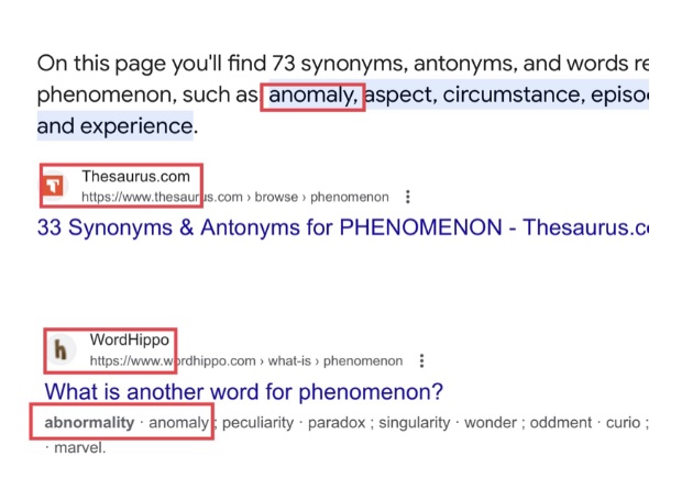 thesaurus phenomenon