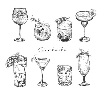 drawings of cocktails