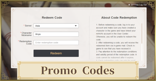 genshin codes redeem