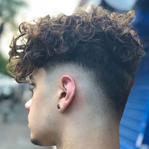 short curly hair burst fade