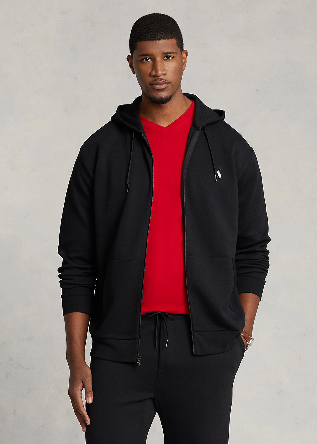 double knit full zip hoodie