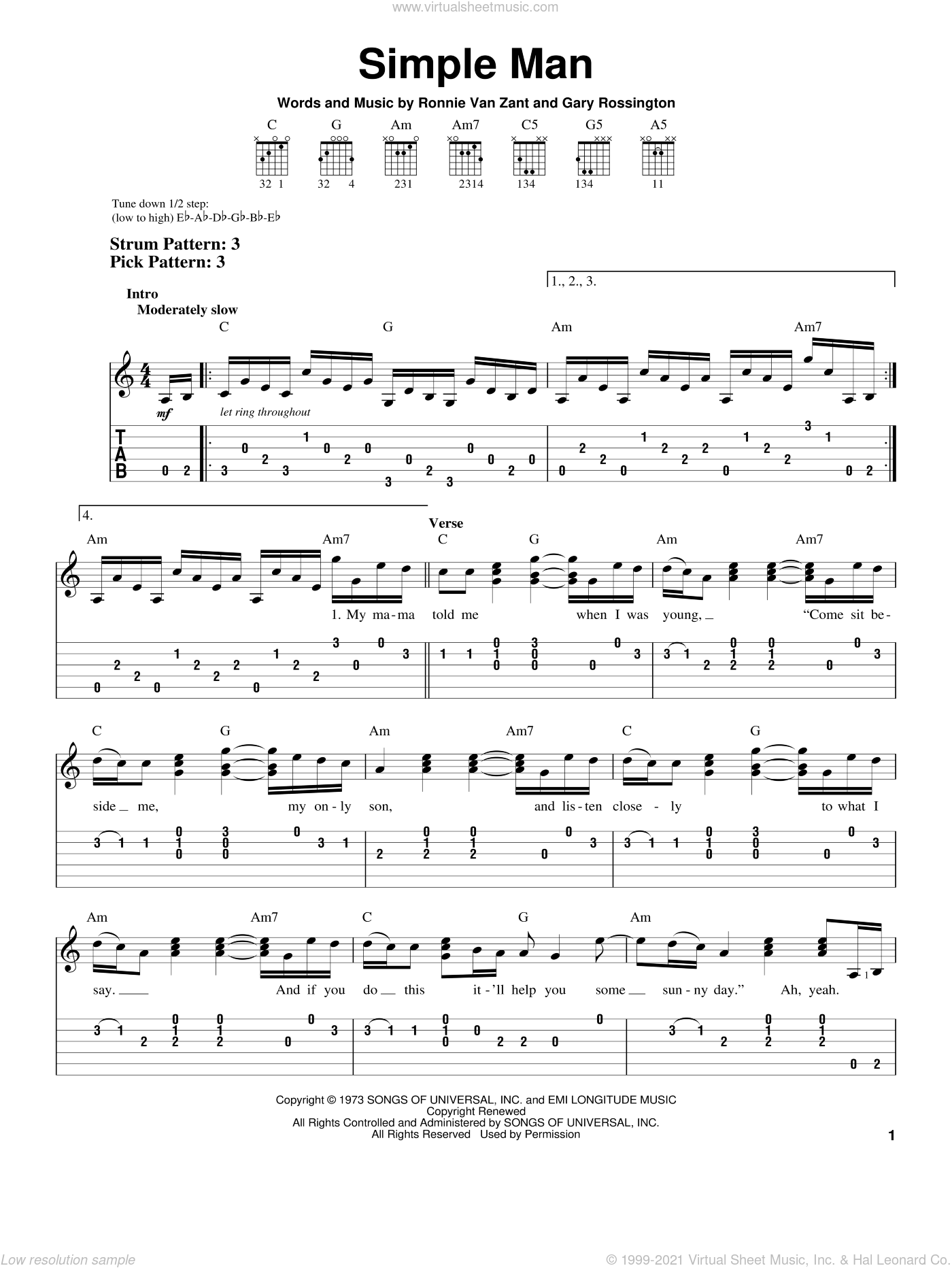 simple man chords lynyrd skynyrd