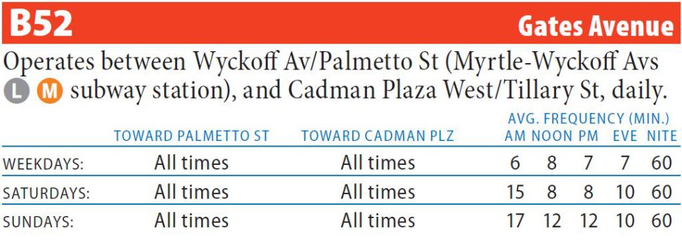 b52 bus time schedule