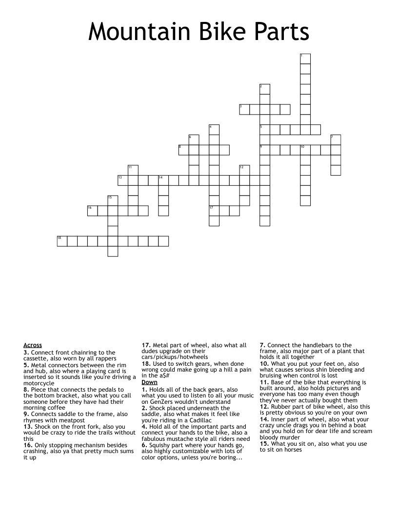 bike part crossword clue