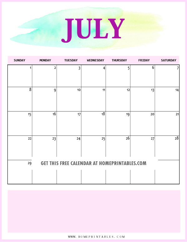 cute july calendar 2018