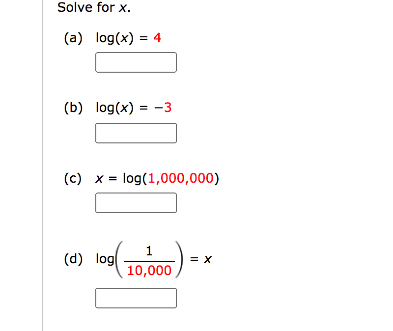solve log x 4