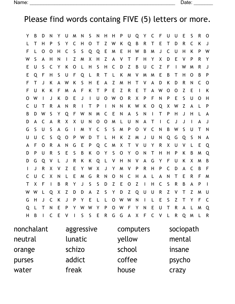 5 word finder