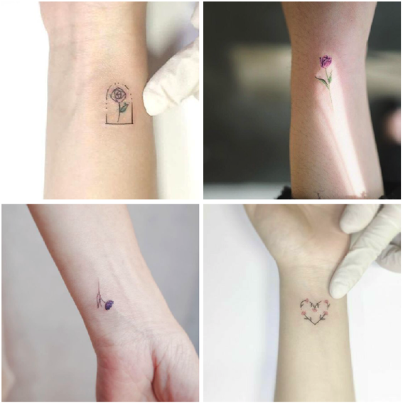 flores minimalistas tatuajes