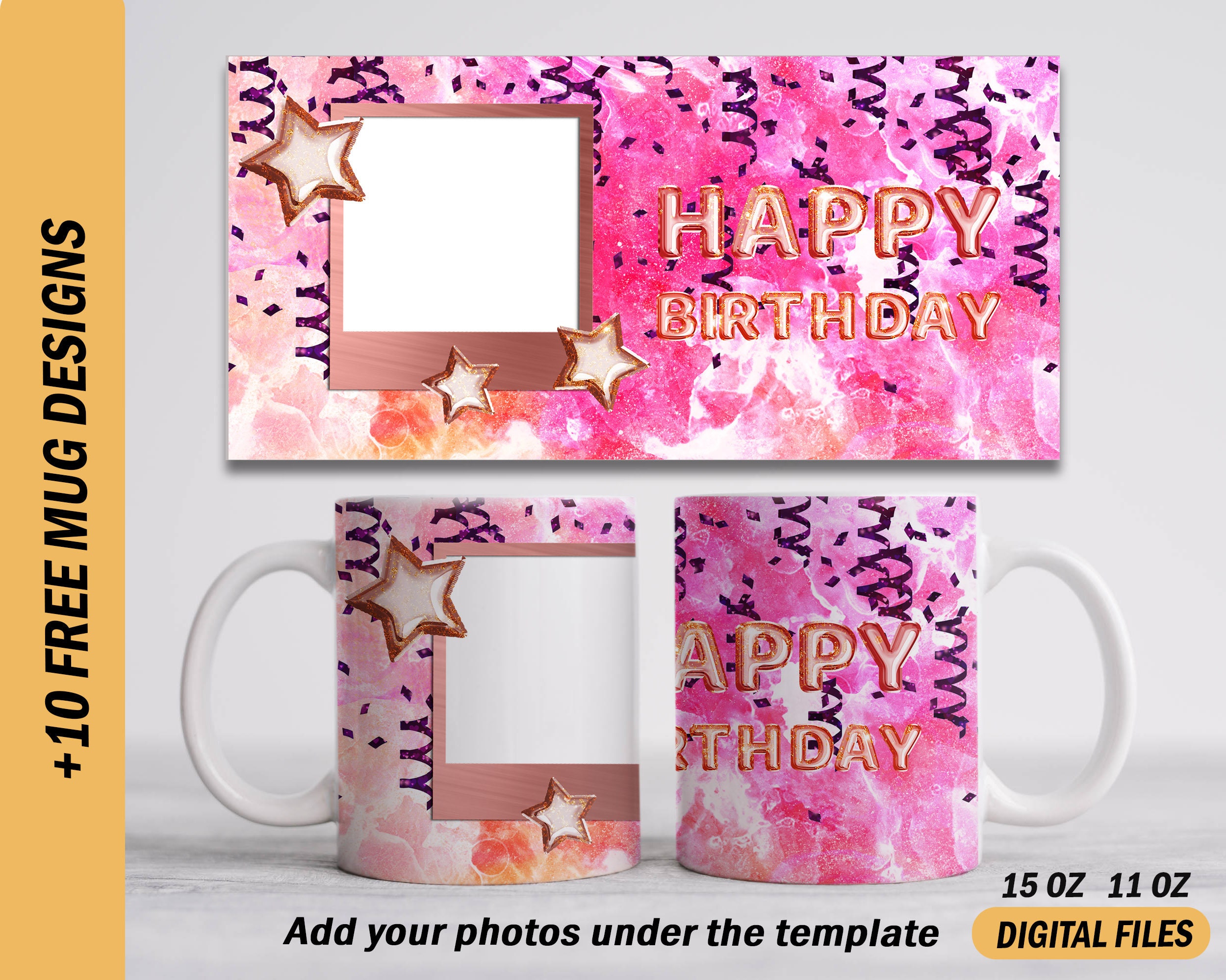 happy birthday mug design psd