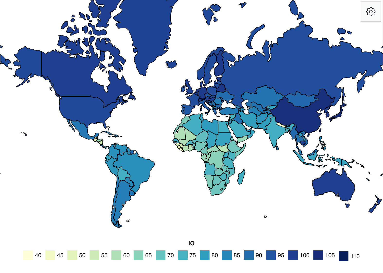 average iq score by country