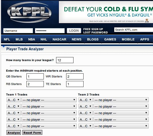 nfl fantasy trade analyser