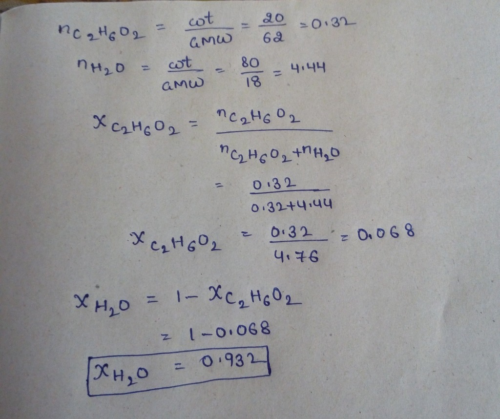 calculate the mole fraction of ethylene glycol