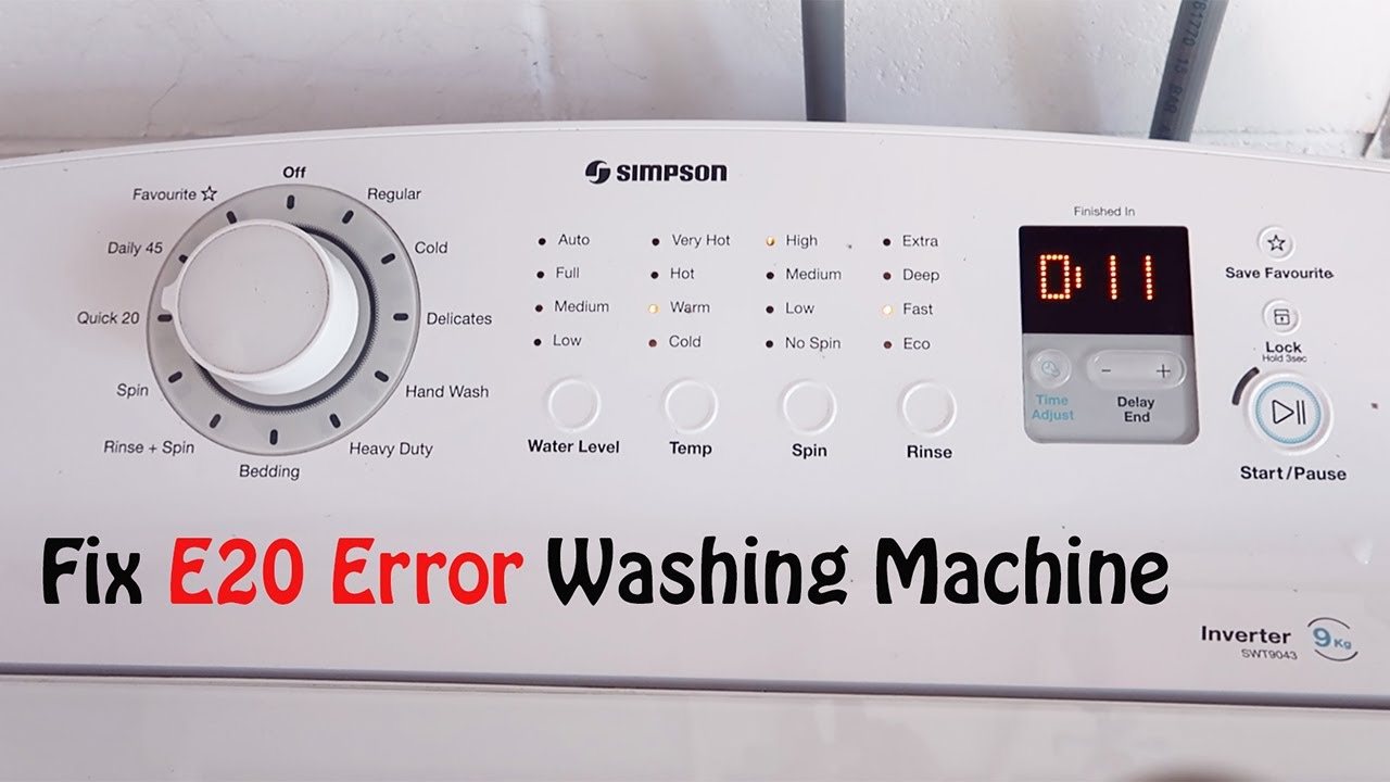 e20 fault on washing machine