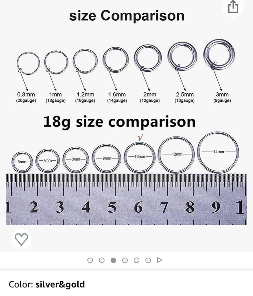 typical nose ring gauge size