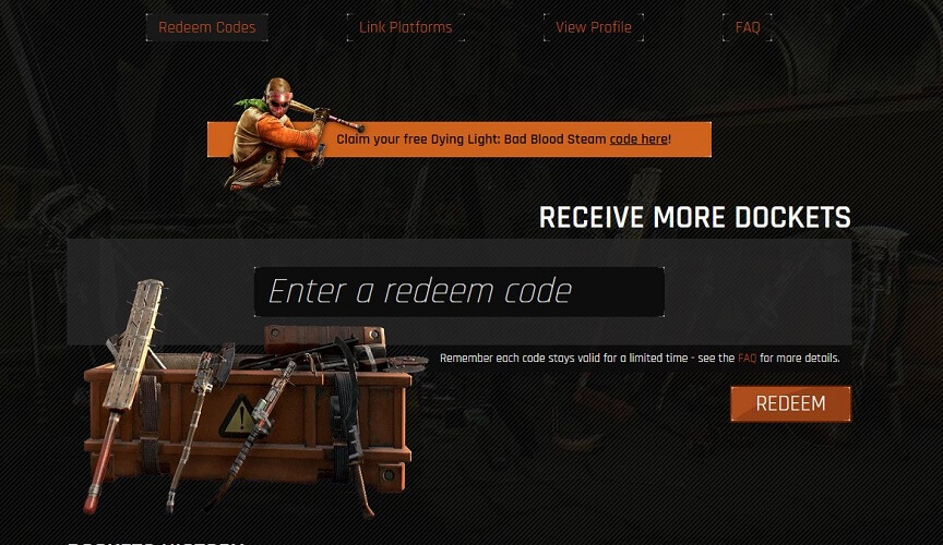how to redeem dockets dying light