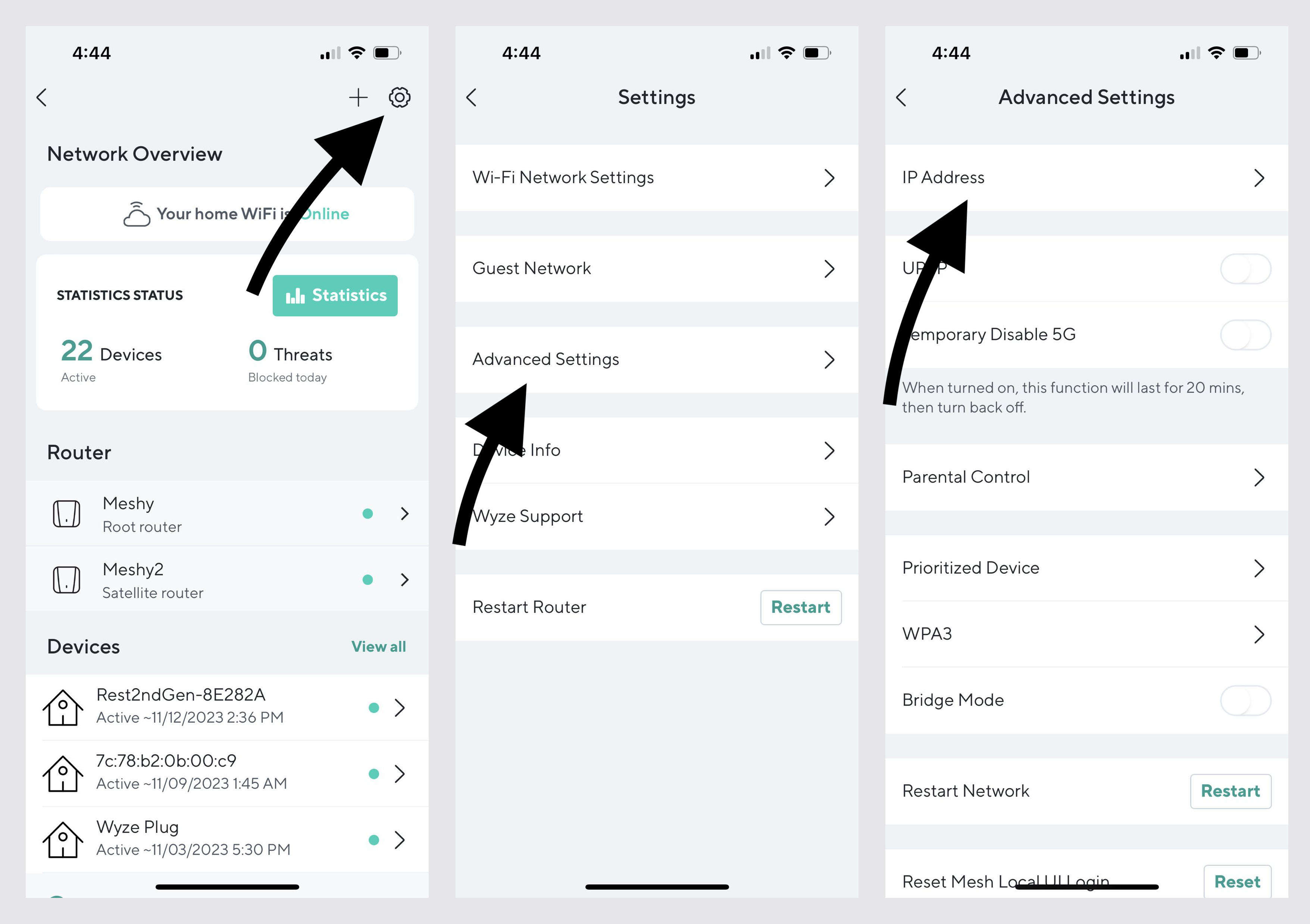 how to change network settings on wyze cam