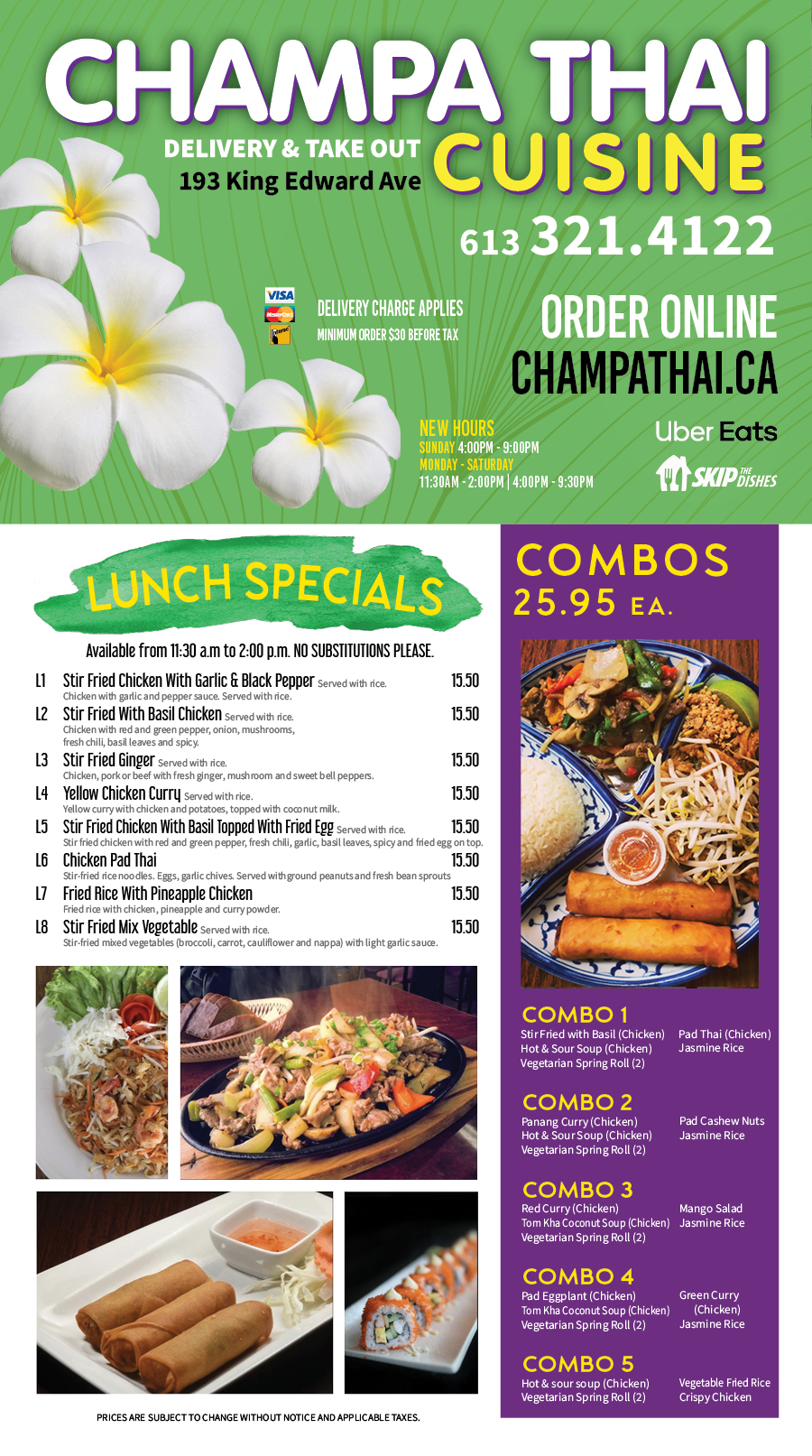 champa thai cuisine menu